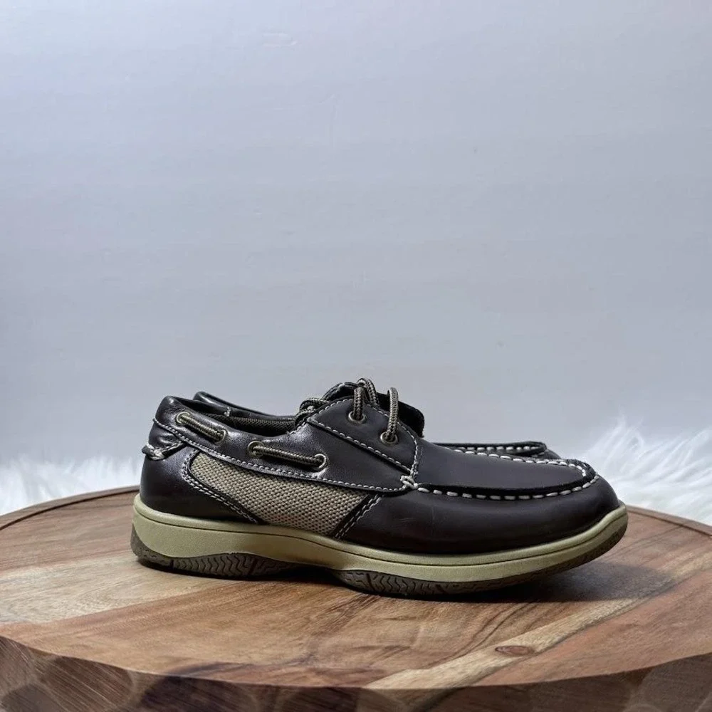 Deer Stags Jay Boat Shoes Boys kids 1.5 Brown Excellent Nautical Mesh Casual